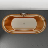 70" Kalida Antique Black Copper Double-Slipper Roll-Top Tub with Pedestal - Polished Interior with Matte Black Daisy Wheel & Pop-Up Drain