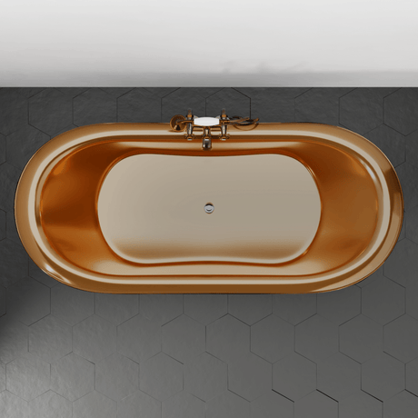 70" Kalida Antique Black Copper Double-Slipper Roll-Top Tub with Pedestal - Polished Interior with Matte Black Daisy Wheel & Pop-Up Drain