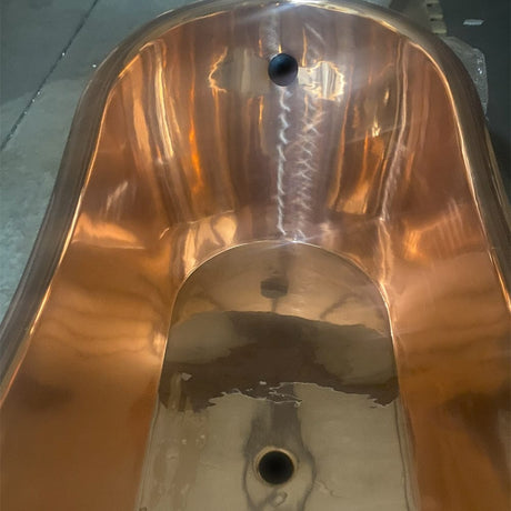 70" Kalida Antique Black Copper Double-Slipper Roll-Top Tub with Pedestal - Polished Interior with Matte Black Daisy Wheel & Pop-Up Drain