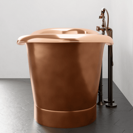 70" Monrovia Copper Double-Slipper Roll-Top Pedestal Tub