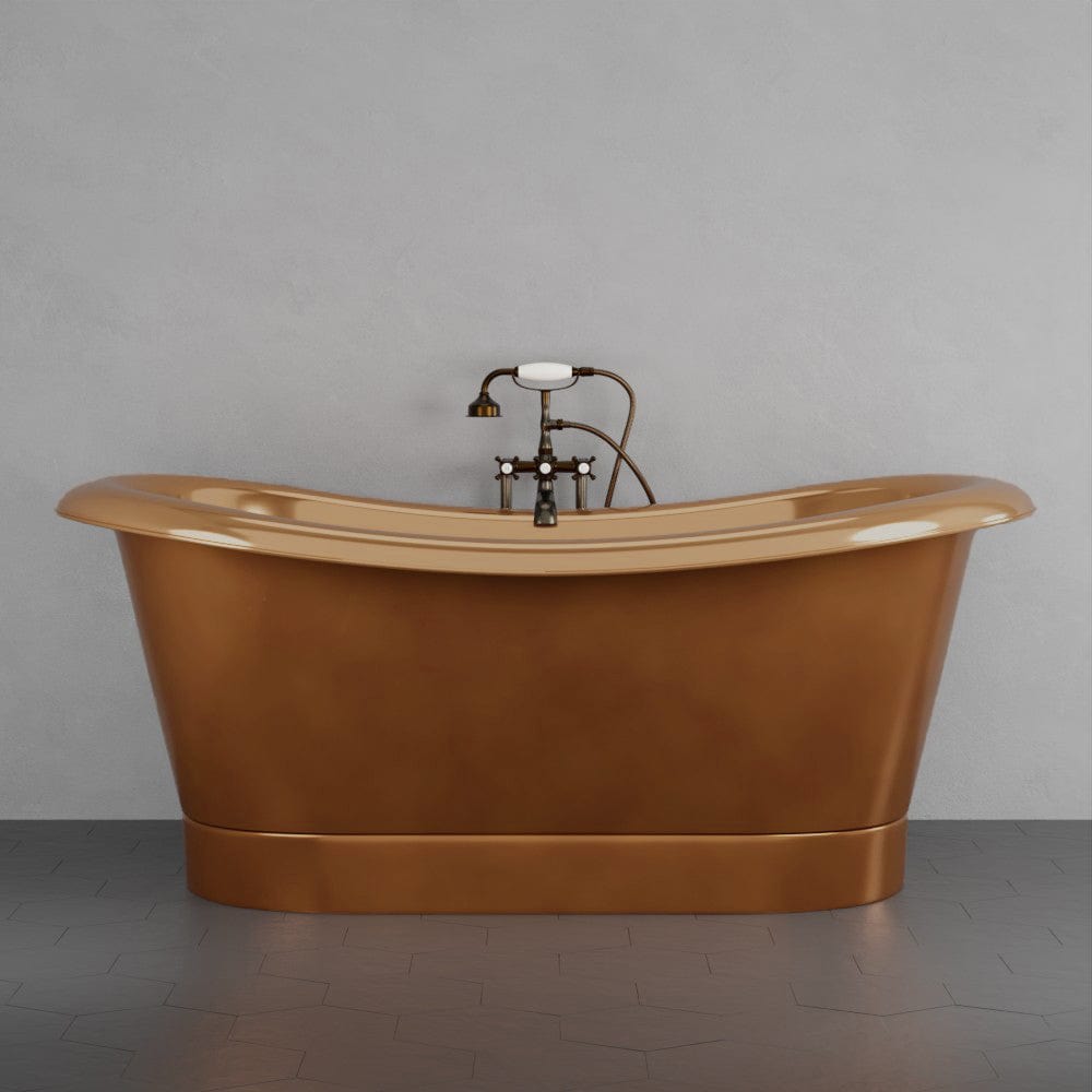 70" x 40" Extra Wide Monrovia Copper Double-Slipper Roll-Top Tub with Pedestal - Multiple Finishes