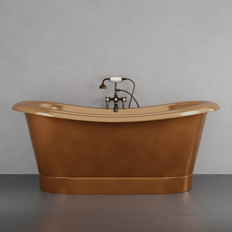 70" x 40" Extra Wide Monrovia Copper Double-Slipper Roll-Top Tub with Pedestal - Multiple Finishes