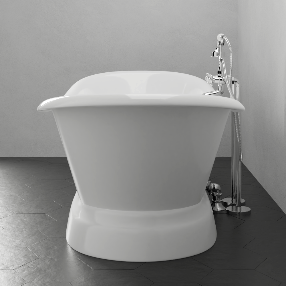 71" Cassidy Cast Iron Double-Slipper Pedestal Tub