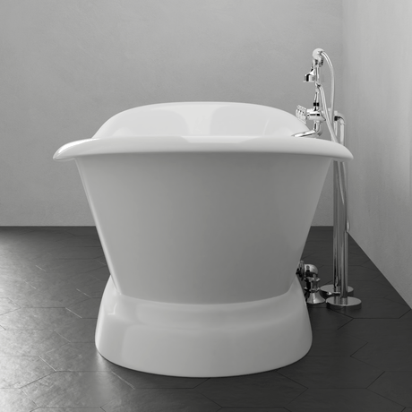 71" Cassidy Cast Iron Double-Slipper Pedestal Tub