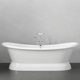 71" Cassidy Cast Iron Double-Slipper Pedestal Tub