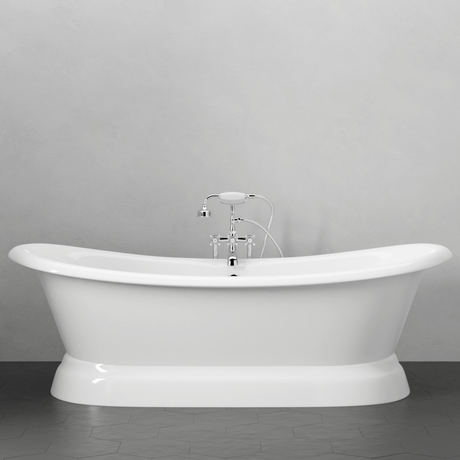 71" Cassidy Cast Iron Double-Slipper Pedestal Tub