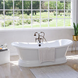 71" Cassidy Cast Iron Double-Slipper Pedestal Tub