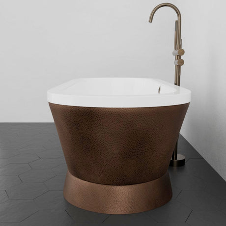 71" Demonassa Hammered Copper Tub with Acrylic Liner