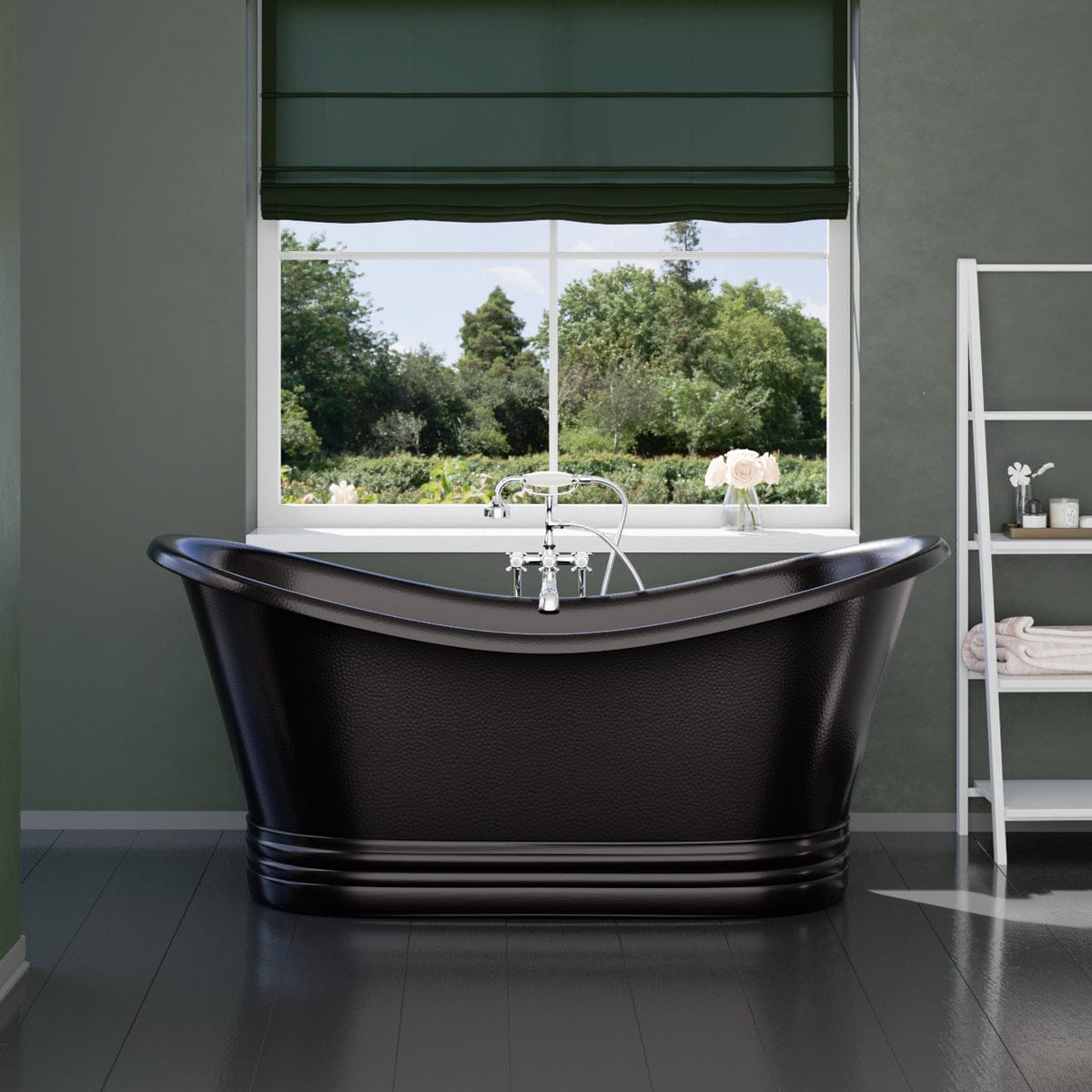 71" Eden Hammered Copper Pedestal Tub - Dark Copper Antique