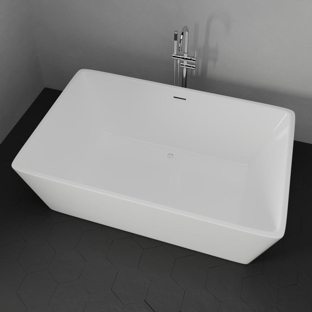 71" Extra Wide Asher Acrylic Rectangular Freestanding Tub with Insulation