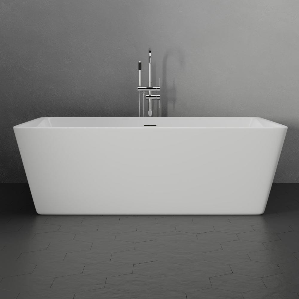 71" Extra Wide Asher Acrylic Rectangular Freestanding Tub with Insulation