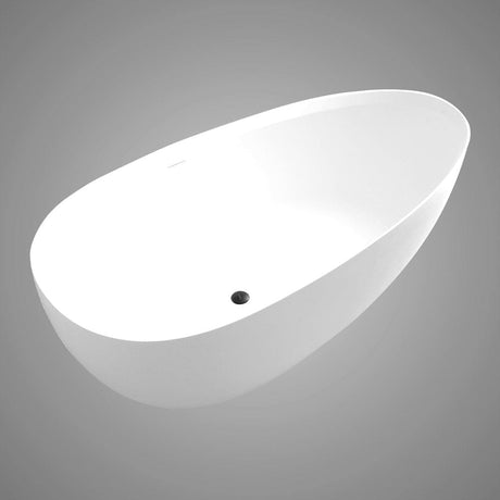 71" Extra Wide Jia Solid Surface Stone Resin Freestanding Bathtub with Integral Drain and Overflow