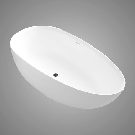 71" Extra Wide Jia Solid Surface Stone Resin Freestanding Bathtub with Integral Drain and Overflow