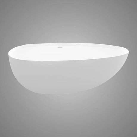 71" Extra Wide Jia Solid Surface Stone Resin Freestanding Bathtub with Integral Drain and Overflow