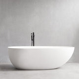 71" Extra Wide Jia Solid Surface Stone Resin Freestanding Bathtub with Integral Drain and Overflow