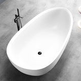 71" Extra Wide Jia Solid Surface Stone Resin Freestanding Bathtub with Integral Drain and Overflow