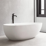 71" Extra Wide Jia Solid Surface Stone Resin Freestanding Bathtub with Integral Drain and Overflow