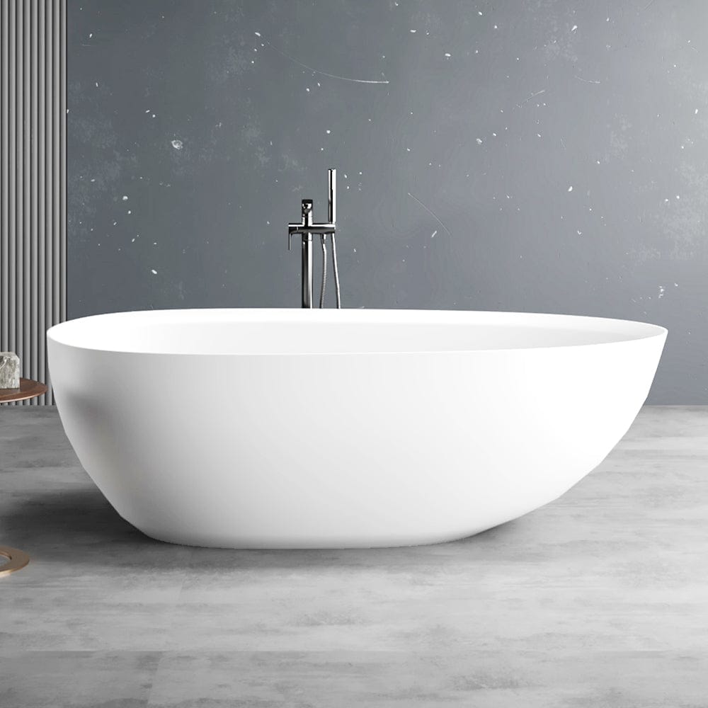 71" Extra Wide Jia Solid Surface Stone Resin Freestanding Bathtub with Integral Drain and Overflow