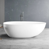 71" Extra Wide Jia Solid Surface Stone Resin Freestanding Bathtub with Integral Drain and Overflow