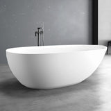 71" Extra Wide Jia Solid Surface Stone Resin Freestanding Bathtub with Integral Drain and Overflow