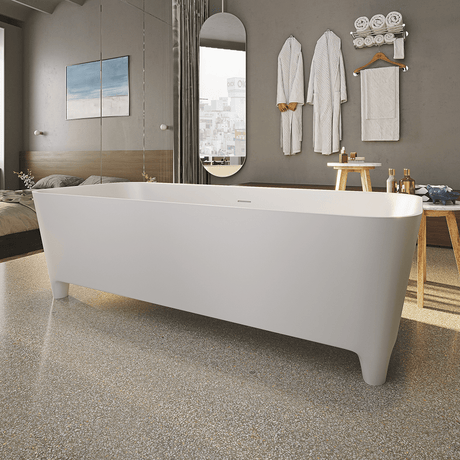 71" Farnon Solid Surface Stone Resin Rectangular Bathtub with Feet