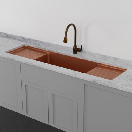 71" Garrison Copper Undermount Sink with Dual Drainboards