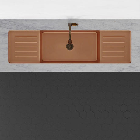 71" Garrison Copper Undermount Sink with Dual Drainboards
