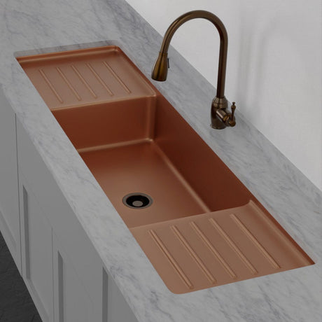 71" Garrison Copper Undermount Sink with Dual Drainboards