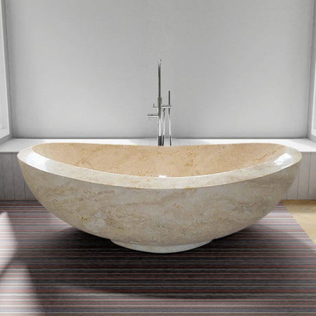 71" Kensington Stone Double-Slipper Tub with Pedestal