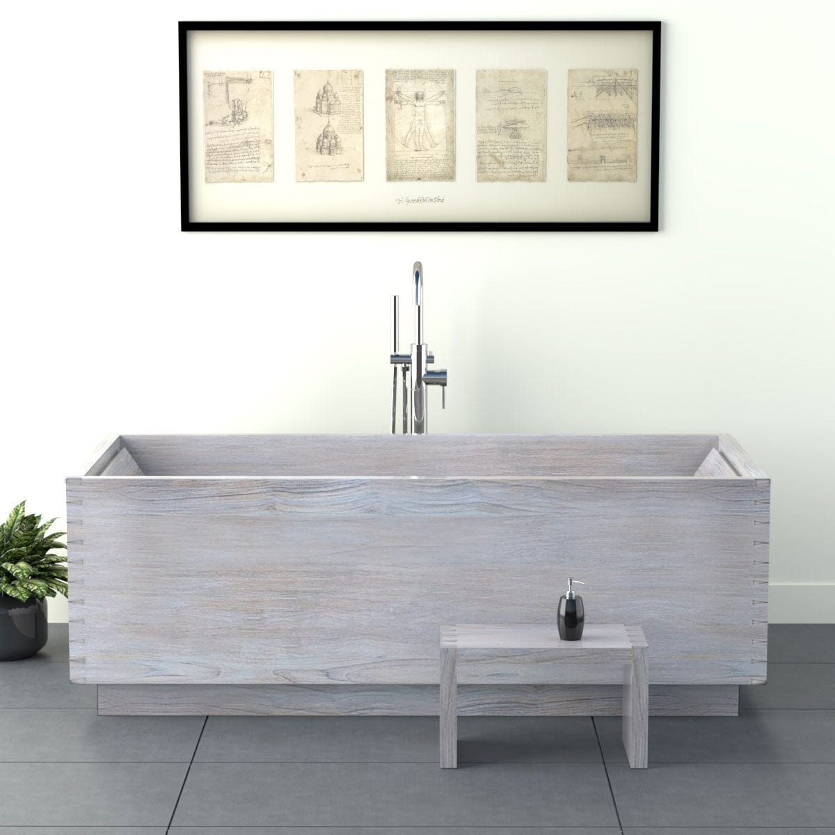 71" Venator Handcrafted Natural Wood Tub