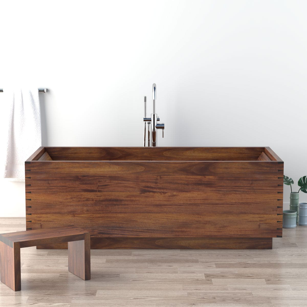 71" Venator Handcrafted Natural Wood Tub