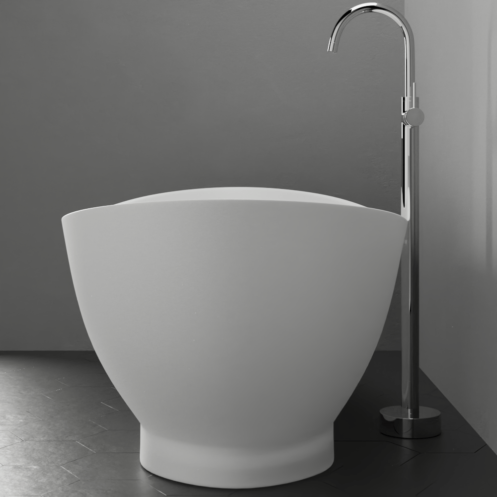 71" Winston Solid Surface Stone Resin Freestanding Bathtub