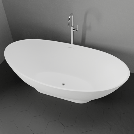 71" Winston Solid Surface Stone Resin Freestanding Bathtub