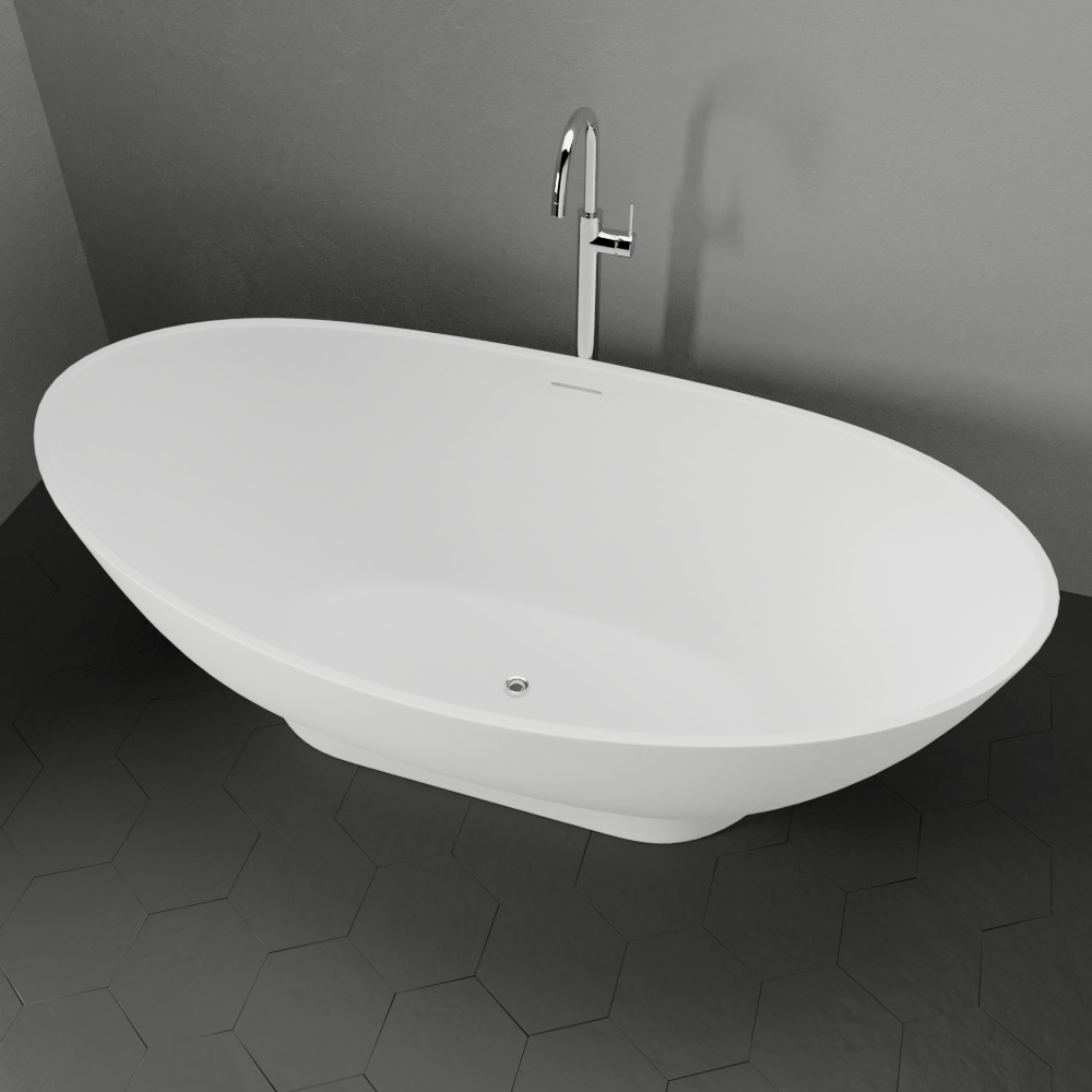 71" Winston Solid Surface Stone Resin Freestanding Bathtub with Air Jets