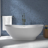 71" Winston Solid Surface Stone Resin Freestanding Bathtub with Air Jets