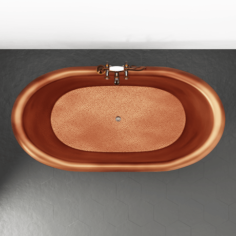72" Arcadia Copper Double-Slipper Roll-Top Pedestal Tub