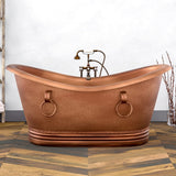 72" Arcadia Copper Double-Slipper Roll-Top Pedestal Tub