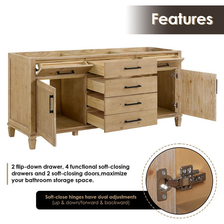 72" Catalpa Single Bathroom Vanity - Weathered Fir