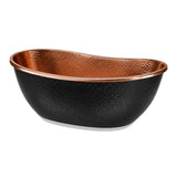 72 Celestia Black Hammered Copper Double-Slipper Freestanding Tub with Polished Copper Interior