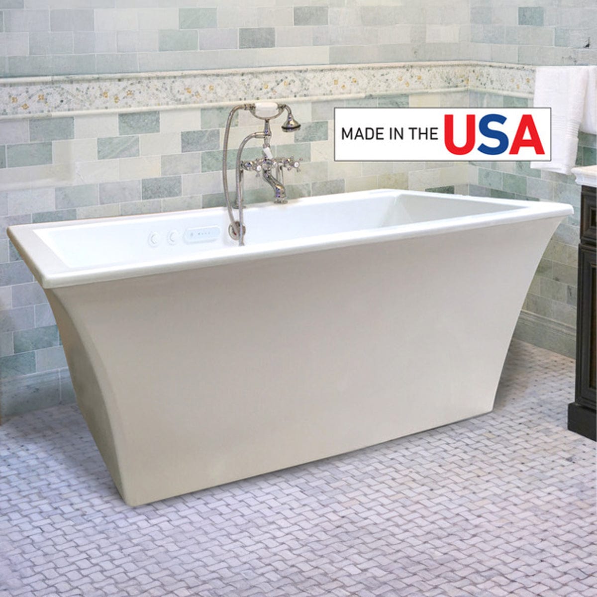 72" Cove Acrylic Rectangular Freestanding 42" Extra Wide Massage Tub