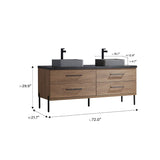 72" Diana Double Vanity for Vessel Sink