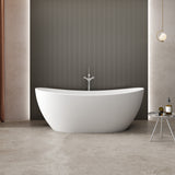 72" Extra Wide Bandon Solid Surface Stone Resin Freestanding Double-Slipper Bathtub