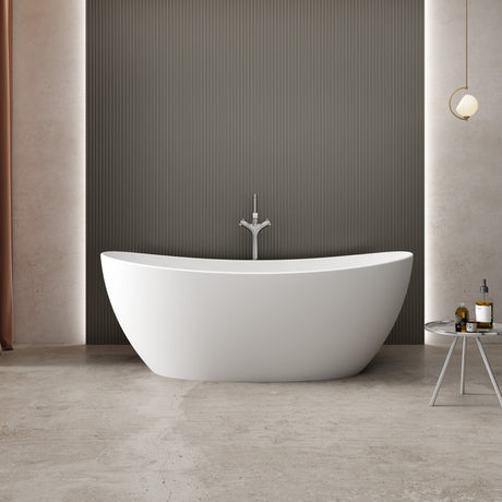 72" Extra Wide Bandon Solid Surface Stone Resin Freestanding Double-Slipper Bathtub