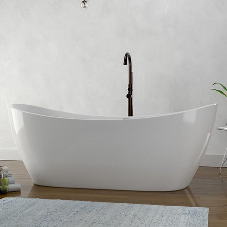 72" Extra Wide Crofton Acrylic Double-Slipper Freestanding Tub with Air Jets and Insulation