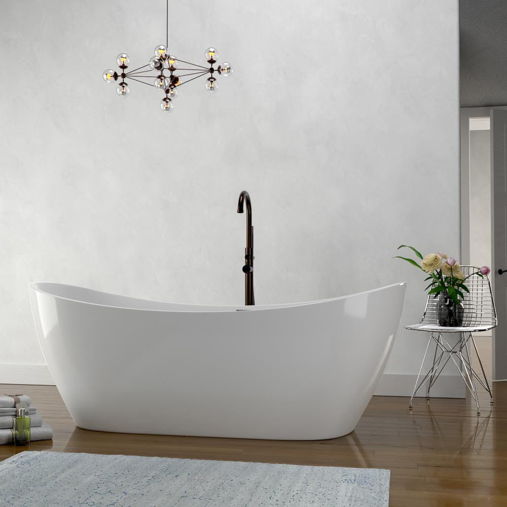 72" Extra Wide Crofton Acrylic Double-Slipper Freestanding Tub with Insulation