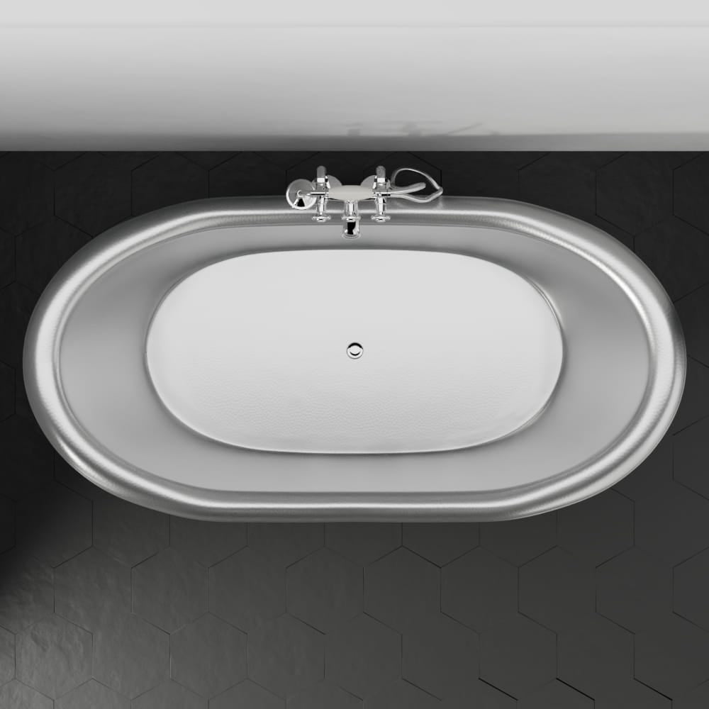 72" Findley Copper Double-Slipper Roll-Top Pedestal Tub - Nickel Interior