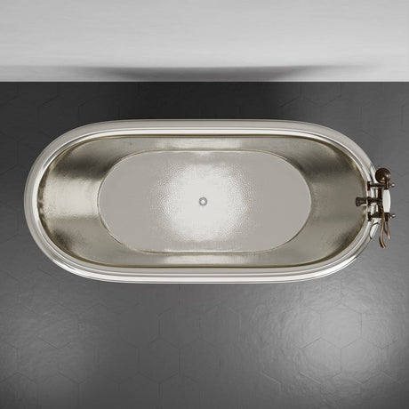 72" Forhaster Antique Copper Clawfoot Double-Slipper Tub - Nickel Interior