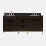 72" Forney Double Vanity for Rectangular Undermount Sinks - Dark Chocolate