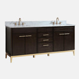 72" Forney Double Vanity for Rectangular Undermount Sinks - Dark Chocolate