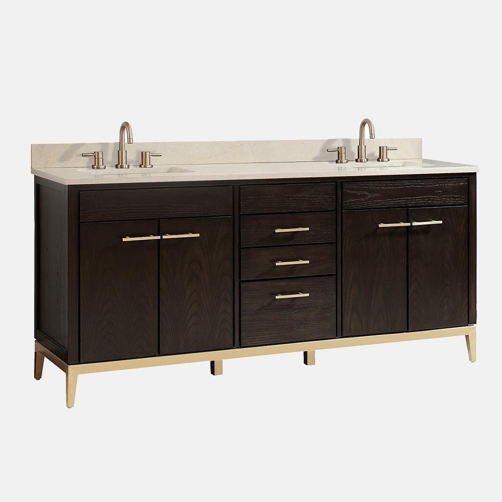 72" Forney Double Vanity for Rectangular Undermount Sinks - Dark Chocolate